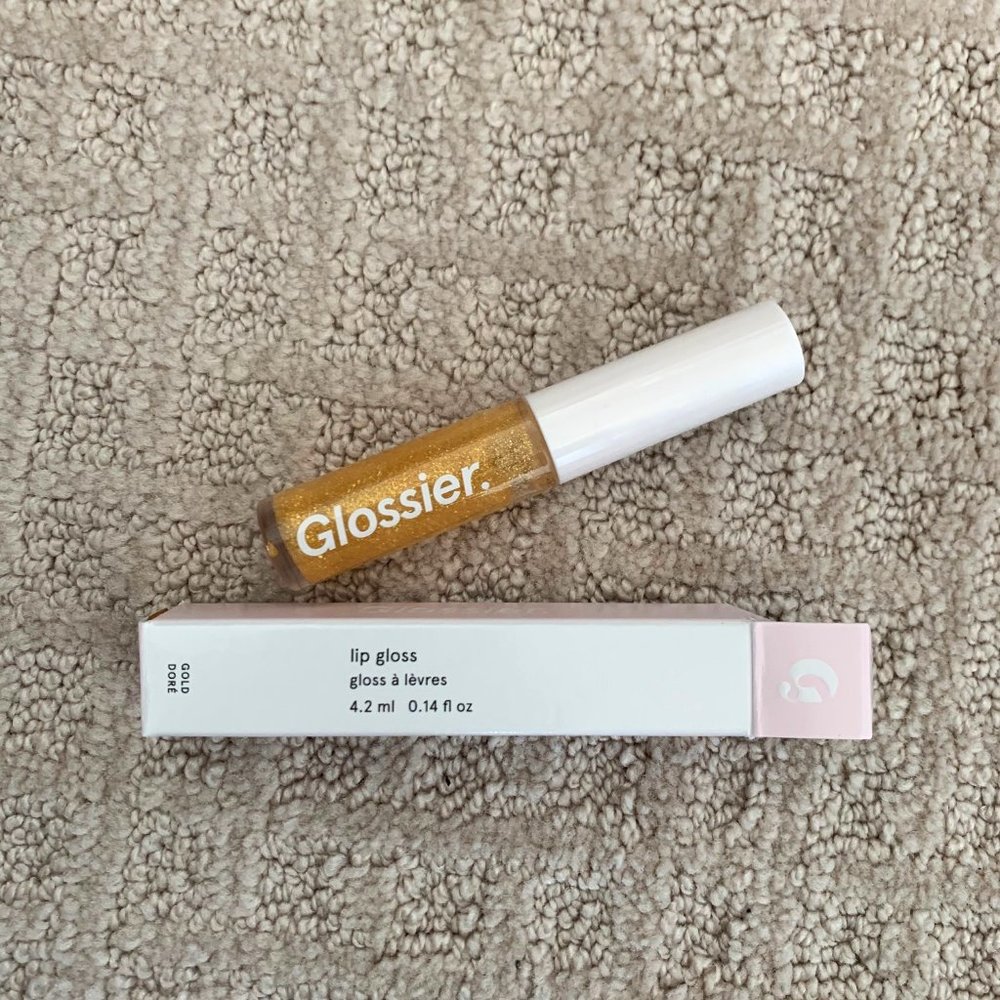 NIB Glossier GOLD Lip Gloss cushiony glassy shine